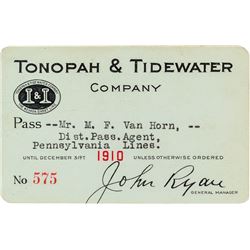 Tonopah & Tidewater Railroad Company Pass (1910)