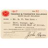 Image 1 : Tonopah & Tidewater Railroad Company Pass (1917) (Death Valley Railroad)