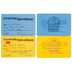 Yosemite Valley Railroad Co. Annual Pass Duo (1910 & 1915)