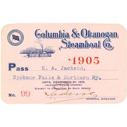 Columbia & Okanogan Steamer Line Annual Pass (1905)