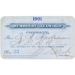 Humboldt Steamship Company Annual Pass (1901) (Alaska Gold Rush)