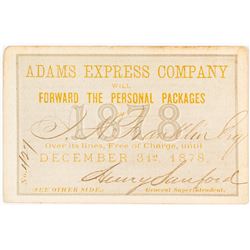 Adams Express Company Pass (1878)