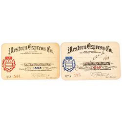 Western Express Company Annual Passes: 1898 & 1899