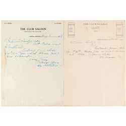 Two Different Club Saloon Billheads