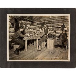 Oliver Iron Mining Company Poker Game in Trapper's Cabin Photograph (Minnesota, 1918)