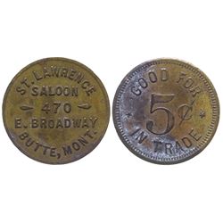 St. Lawrence Saloon Token (Butte, Montana)