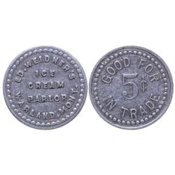 R-9 Warland Token: Ed. Weidner's Ice Cream Parlor