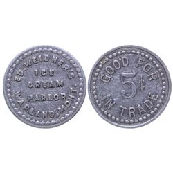 R-9 Warland Token: Ed. Weidner's Ice Cream Parlor