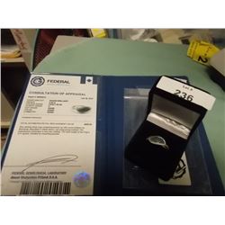 RING - LADIES - UNIQUE BLUE DIAMONDS IN STERLING SILVER SETTING - .26CTW DIAMONDS - INCLUDES CERTIFI