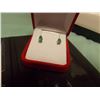 Image 1 : NEW EARRINGS - PEAR SHAPE EMERALD STUDS IN STERLING SILVER SETTING - POST AND BUTTERFLY - WITH APPRA