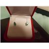 Image 4 : NEW EARRINGS - PEAR SHAPE EMERALD STUDS IN STERLING SILVER SETTING - POST AND BUTTERFLY - WITH APPRA