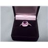 Image 2 : RING - 1.28 CUSION FACETTED AMETHYST AND DIAMONDS IN STERLING SILVER SETTING - INCLUDES CERTIFICATE 