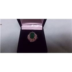 RING - SWAROVSKI - CRYSTAL ELEMENTS - "CARL ORMANI" - INCLUDES OVAL CABACHON JADE WITH 28 RECTANGLE 