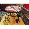 Image 1 : WROUGHT IRON FRAMED UPHOLSTERED STOOL