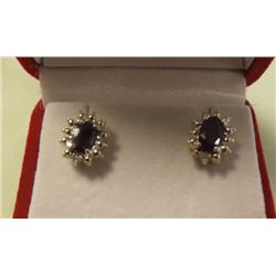 EARRINGS- NEW BLUE SAPPHIRE AND DIAMONDS IN STERLING SILVER SETTING - RETAIL APPROX, $325