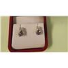 Image 1 : EARRINGS - NEW - AMETHYST & DIAMOND STUD EARRINGS IN STERLING SILVER SETTING - HAS PLATINUM FINISH F