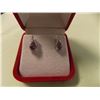 Image 2 : EARRINGS - NEW - AMETHYST & DIAMOND STUD EARRINGS IN STERLING SILVER SETTING - HAS PLATINUM FINISH F