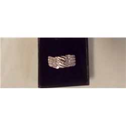 RING - DIAMOND-SET BAND STYLE RING - 0.20 CTW DIAMONDS - STERLING SILVER SETTING - ESTIMATED RETAIL 