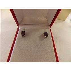 EARRINGS - NEW OVAL FACETTED GARNET IN STERLING SILVER STUD SETTING - RETAIL APPROX. $250