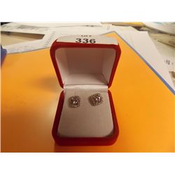 EARRINGS- NEW ROUND FACETTED AMETHYST STUD EARRINGS WITH DIAMONDS IN STERLING SILVER SETTING - APPRO