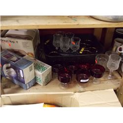 SHELF LOT - ROASTING PAN AND LOT OF DISHES