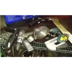 LOT MISC - POWER DRILL, POWER SHOT STAPLER, CHAIN AND MORE
