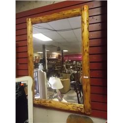 RUSTIC LOG FRAMED MIRROR - 28" X 40"