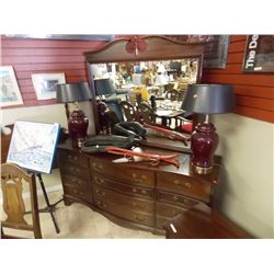 VANITY WITH MIRROR -12 DRAWER AND QUEEN HEAD BOARD