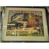 Image 1 : FRAMED GERMAN PRINT - CIRCUS SARRASAM - TRAIN & BURLAP