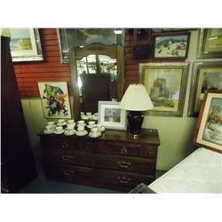 VINTAGE VANITY  WITH MIRROR - 6 DRAWER