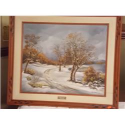 OIL ON CANVASS - PATH IN THE SNOW - MAURICE VERWOO