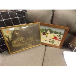 VINTAGE FRAMED PICTURE & 1 FRAMED PETTI POINT = 2