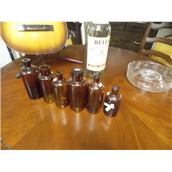 GLASS MEDICINE BOTTLES - 6 TTL