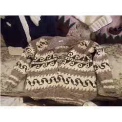 HEAVY WOOL SWEATER - BROWN/WHITE