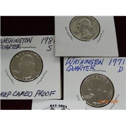 1940'S, 1981'S and 1971D Washington Quarters