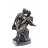 Image 1 : Nude Erotic Nymph With Satyr Bronze Sculpture on marble base