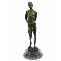 Nude Male bronze Statue on marble base