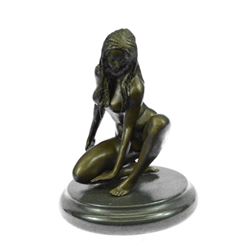 Nude Girl By Renowned bronze sculpture on marble base