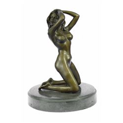 Beautiful nude girl Bronze Sculpture on marble base