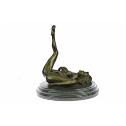 Nude Naked Erotic Bronze Sculpture on Marble Base