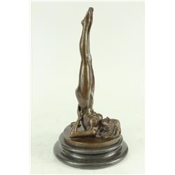 Pasquale Delore Nude Lady In Yoga Pose Bronze Sculpture