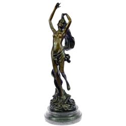 Jean Louis Gregoire Nude Female Bronze Sculpture on marble base