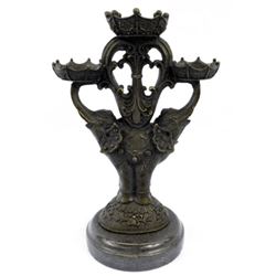 Beautiful Elephants Candle Holder Bronze Sculpture