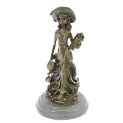 Patoue Souther Girl In Garden Bronze Statue