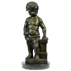 The Little Boy Holding Apple bronze sculpture