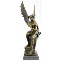 Nude Angel Bronze Sculpture on A marble base