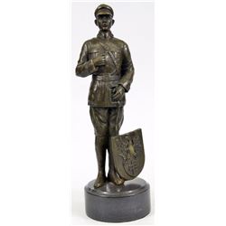 Russian Emperor Guard With Eagle Symbol Bronze Sculpture on Marble Base