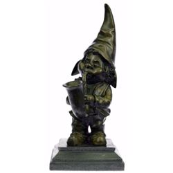 Gnome Dwarf bronze Sculpture on marble base