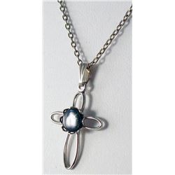 Silver tone cross pendant necklace