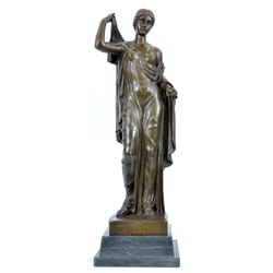 Roman Princess With Toga Bronze Sculpture on marble base